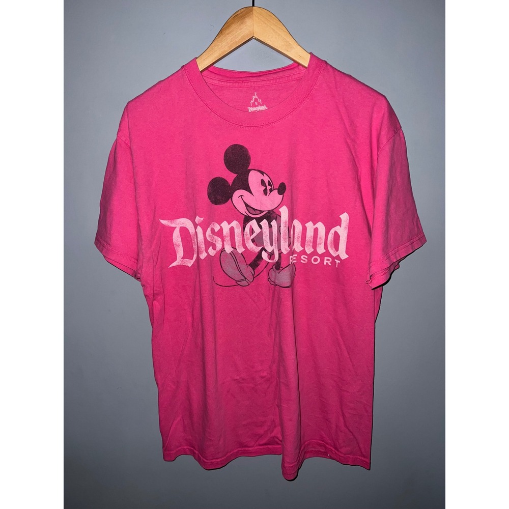 Disneyland Resort Mickey Mouse Pink Graphic T-Shirt Hanes Large